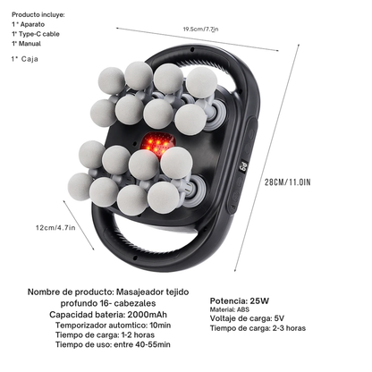 Masajeador de tejido profundo 16-12 cabezas