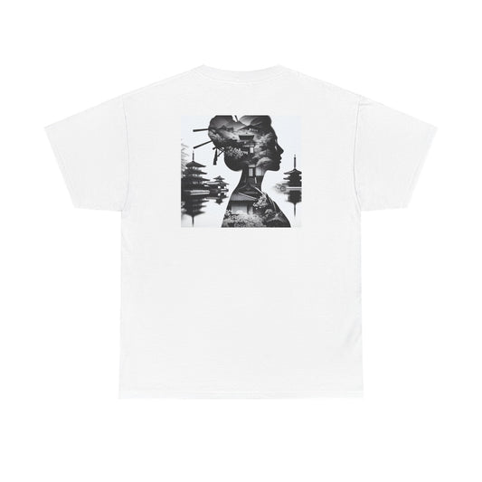 "Dual Visions: Monochrome Silhouette Collage Canvas"- Tee