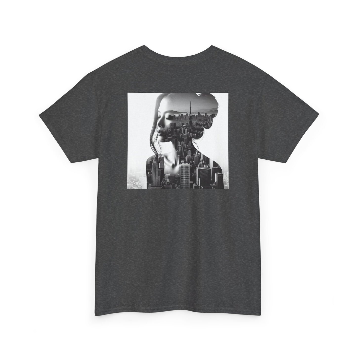 "Dual Visions: Monochrome Silhouette Collage Canvas"- Tee