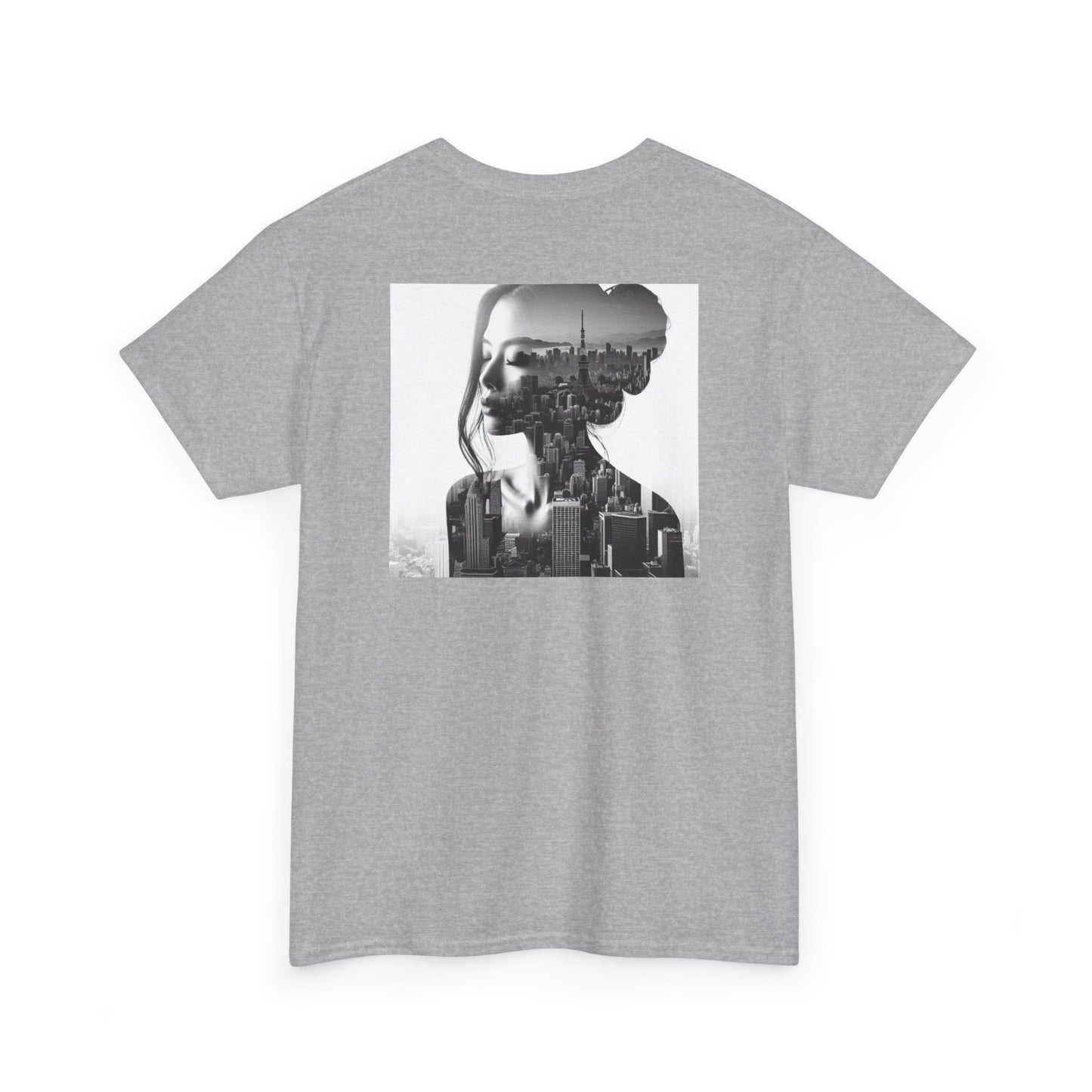 "Dual Visions: Monochrome Silhouette Collage Canvas"- Tee