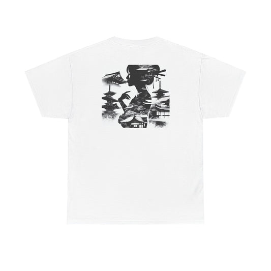 "Dual Visions: Monochrome Silhouette Canvas Collage"- Tee